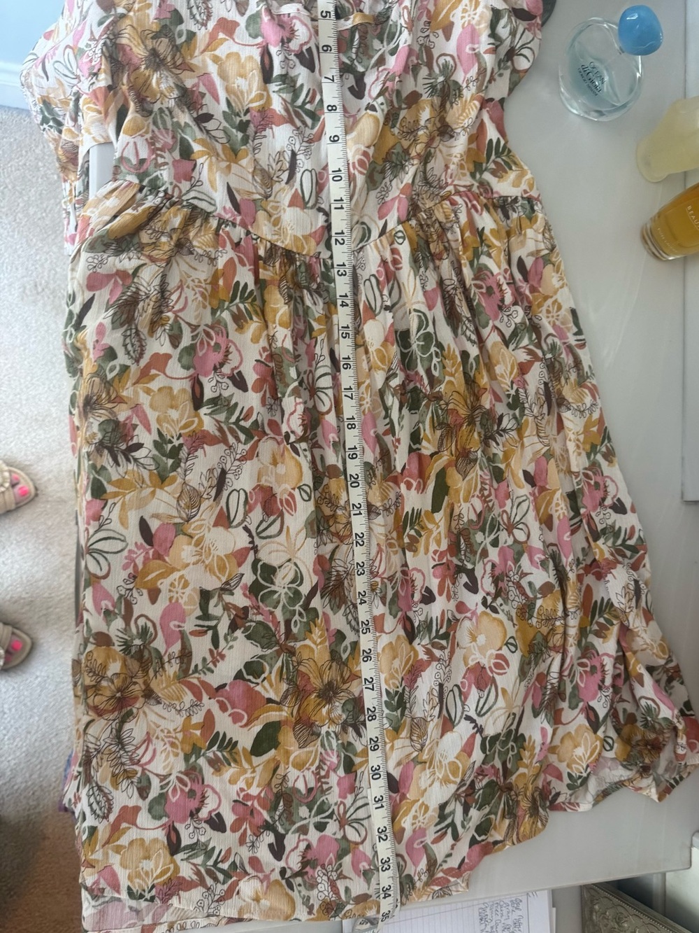 Sugar fox a California Company Floral Midi Dress in Pink, Mustard & Green US M - Picture 4 of 15